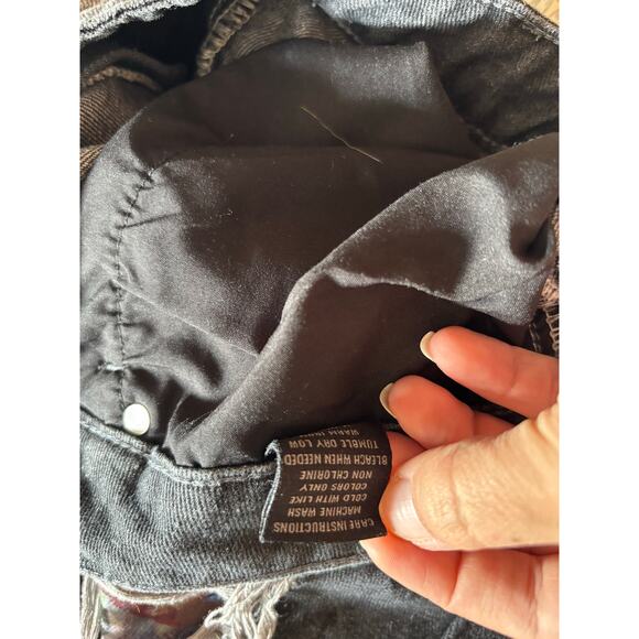 Rebel Vengence Men’s Bootcut Jeans Distressed Patches Gray Size 34 Ombré - Picture 10 of 10